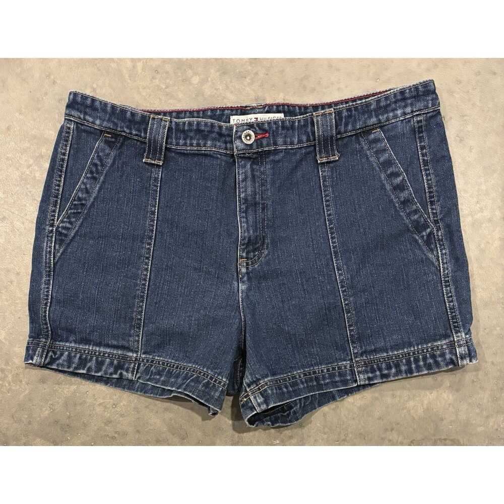 Tommy Hilfiger Denim Jean Shorts Womens 16 Blue High Rise Classic Y2K Cotton